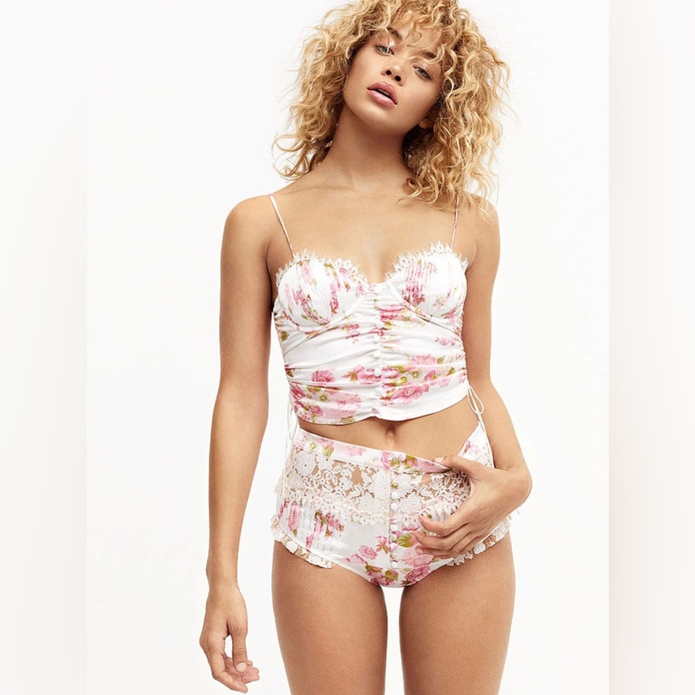NWT For Love and Lemons floral cami & short set XS